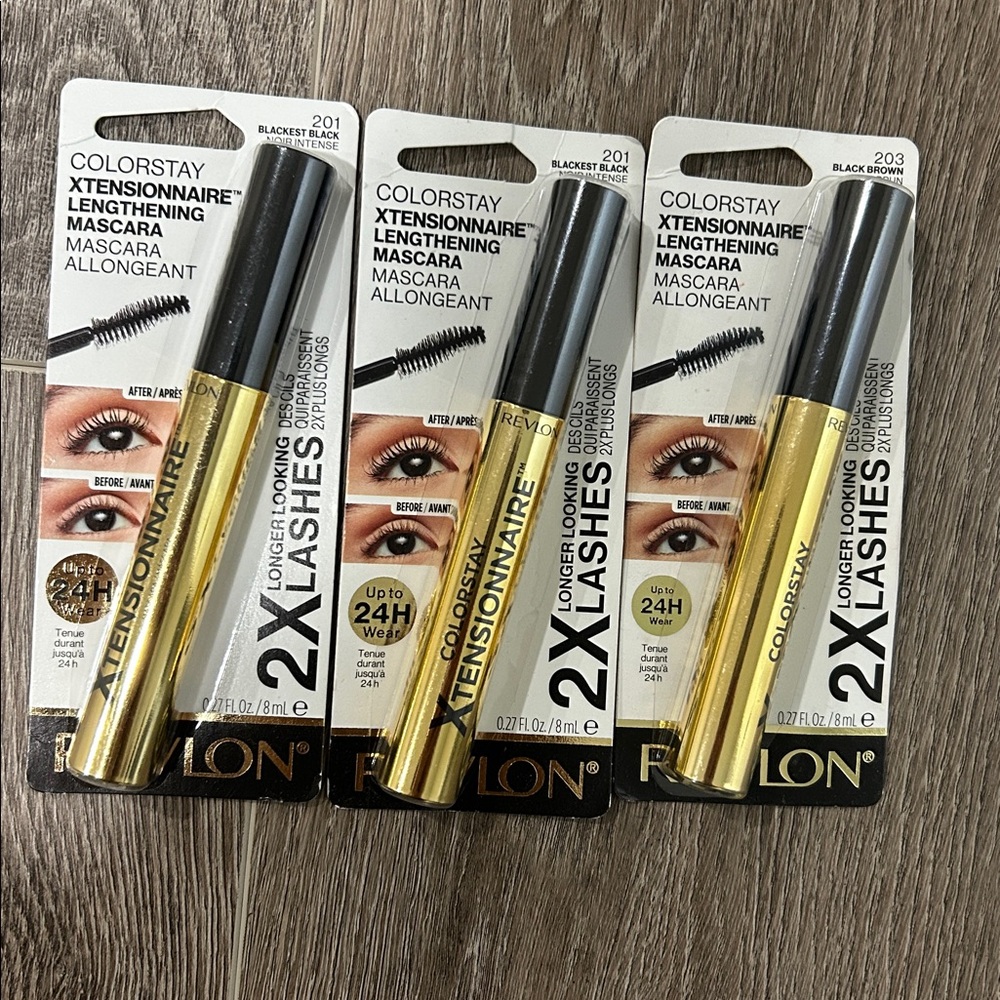 3X Revlon ColorStay Xtensionnaire Lengthening Mascara Blackest Black & brown
